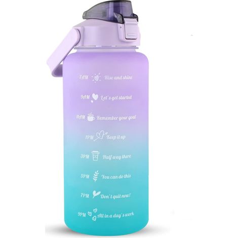 1,9-Liter-Wasserflasche mit Motivationsstrohhalm und Zeitmarkierung (rosa und blau)