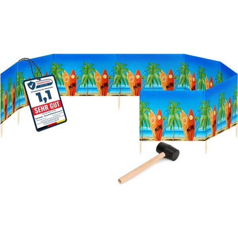 Garronda Paravent Plage Coupe-Vent Camping Brise-Vent avec Marteau en Caoutchouc 12 m GAEX001 (Planches de Surf, 12 m) (1/5)