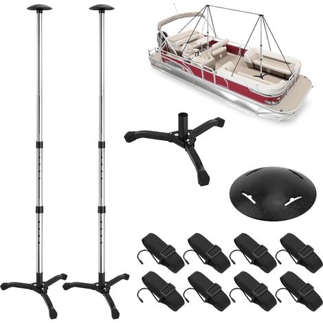 2 Poteaux Aluminium Réglables Support Housse Bateau Base trépied pliable en métal à trois pieds (1/5)