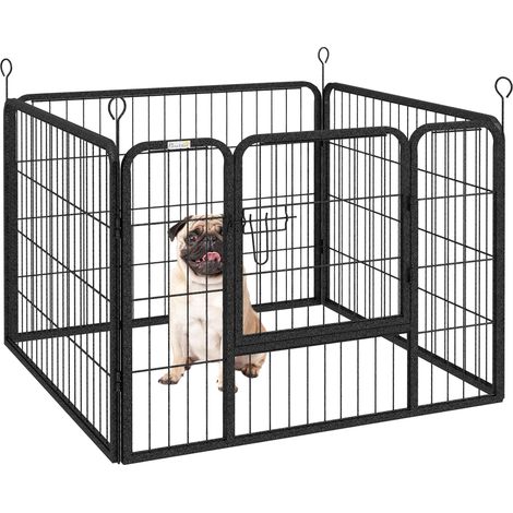 Beyamis Robustes Hunde-Laufgitter, 4-teiliges Welpengehege, faltbare Hundehütte, für drinnen und draußen geeignet, zusammenklappbares Design, 82 x 82 x 60 cm (L x B x H)