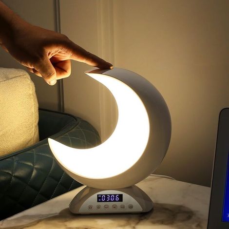 Lampe de Chevet Tactile, Veilleuse Haut Parleur, Réveil Sonnerie Musicale, 20 Couleurs de Lumière, USB Lampe de Chevet Intensité Variable pour Chambre, Salon (1/5)
