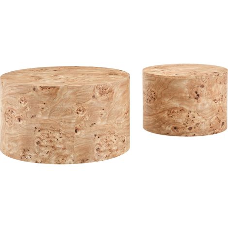 Set de 2 mesas de centro redondas con almacenamiento MDF efecto madera (1/5)