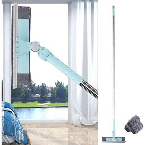 Kit de nettoyage de vitres 2 en 1 avec manche extensible, raclette en caoutchouc et brosse à vitres en microfibre (1,5 m/4,9 pi) (1/5)