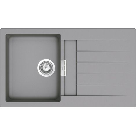 Fregadero reversible de 1 cubeta de QUARZEX® OSLO - ROCA Color: Gris - Medidas: 860x500x200 mm (1/2)