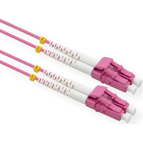 Cable Fibre Optique - OM4 - 50/125 Um - Connecteur LC/LC - Faible Perte - Violet - 0,5 M