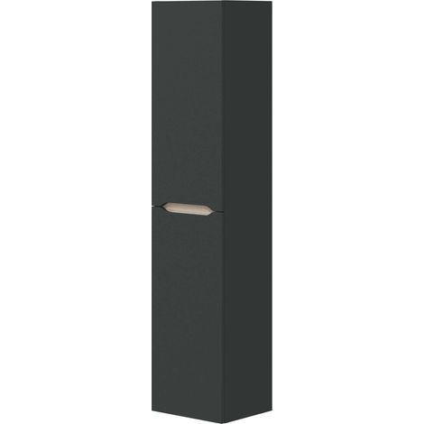Miroytengo – Colonne de salle de bain flottante – Finition gris anthracite et chêne – 2 portes – 2 étagères réglables – Dimensions 135x31x26 cm (1/6)