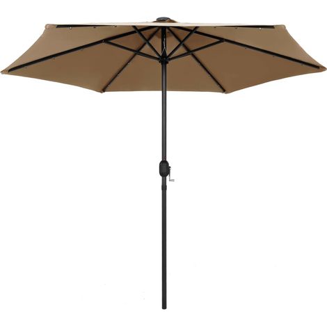 Parasol de jardin avec lumières LED et mât en aluminium taupe (1/5)