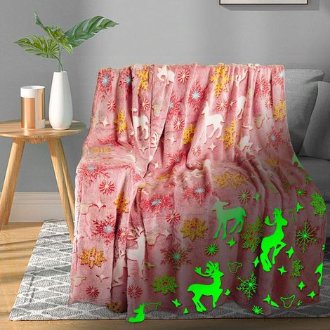 Couverture de Noël rouge douce 127 x 152 cm - Couverture festive en peluche pour enfants, filles, garçons et femmes, cadeau idéal pour un anniversaire ou les fêtes (1/5)