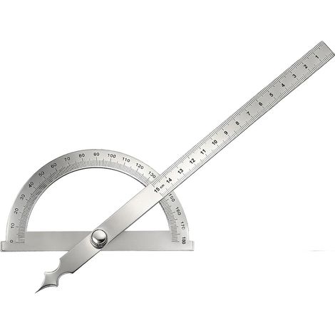 Winkelmesser aus Edelstahl (0–180°) mit 15-cm-Skala und Feststellschraube  Schwenkbarer Präzisionsgoniometer für Schule, Holzbearbeitung und Heimwerkerprojekte (1/5)