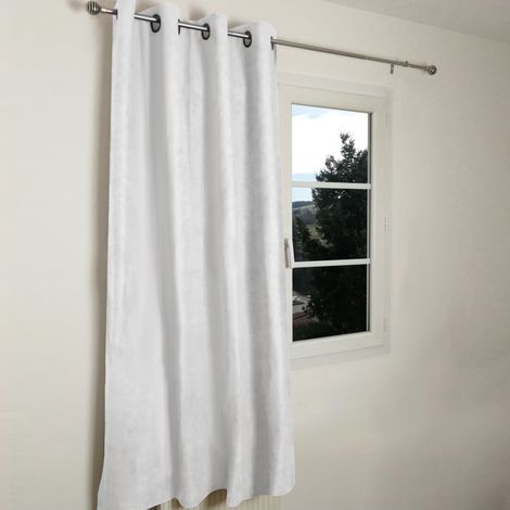 OTTAWA - Rideau thermique occultant jacquard 140x180 cm Coloris - Blanc (1/4)