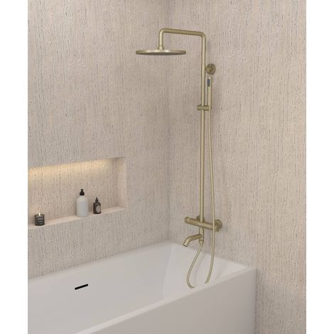Columna termostática para ducha y bañera Oro cepillado - Corbeau