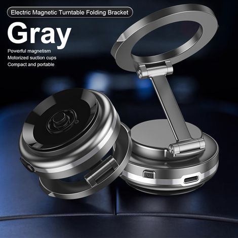 Car Vacuum Adhesive Phone Holder, Magnetic Car Interior Interior 360° Rotating Phone Navigation Holder - Gunmetal Gray (1/3)