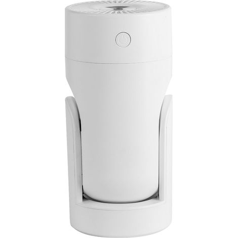Mini humidificateur à tête oscillante avec lumières colorées, brume fine 2 niveaux, silencieux, pour voiture et bureau, blanc (1/5)