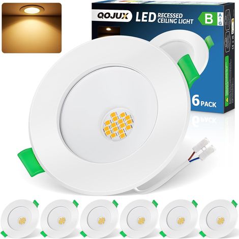 Lot de 6 Spot LED Encastrable Classe B 4000K Blanc Neutre, 5W 800LM Spots de Plafond Encastré Extra Plat 230V IP44 Salle de Bain,Trou Φ 68mm - 80mm, Non Dimmable (1/5)