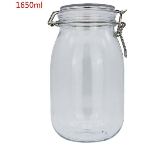 Bocal de rangement en plastique 1650 ml avec couvercle hermétique, idéal pour farine, pâtes, épices, sucre et thé en cuisine. (1/4)