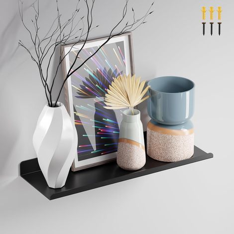 Etagere Murale Metal, Etagere Flottante Longueur 30 cm, Noir (1/5)