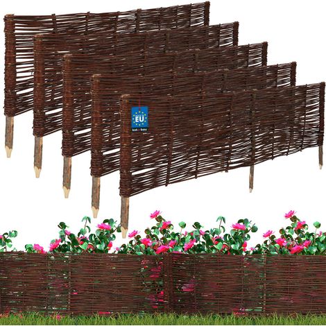 KOTARBAU® Lot de 5 Clôture Bois  - Bordure Jardin Extérieur - 120 x 40 cm - Bordure de Jardin en Osier à Planter - Marron - Cloture en Osier - Décoration Extérieure (1/5)