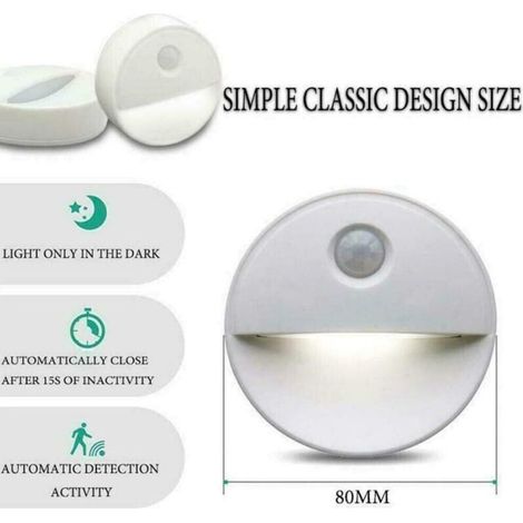 Luz nocturna LED inalámbrica con sensor de movimiento: paquete de 3 bombillas que funcionan con pilas AA para baño, armario y escalera.