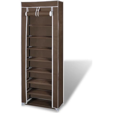 vidaXL Scarpiera in Tessuto Richiudibile 57 x 29 x 162 cm Marrone (1/5)