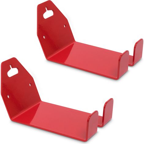 Relaxdays Set of 2 Pedal to Wall Bracket for Bicycles, Metal, Wall Mounted, for Bike Wall Storage, 10 x 14.5 cm, Red