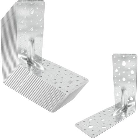 SOTECH 20er Set Bauwinkel Winkelverbinder 90° Materialstärke 2,5 mm Schwerlastwinkel aus feuerverzinkter Stahl Eckwinkel Stahlwinkel mit Sicke (Verstärkung) 175 × 175 × 90 mm (1/5)