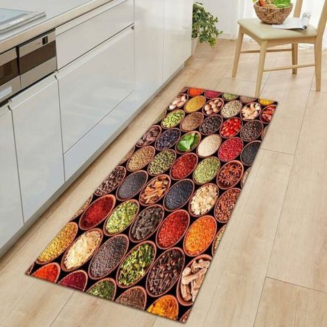 Tapis de Cuisine Série épices & Arts de la Table Antidérapant Tapis Cuisine Devant Evier Antidérapant Tapis de Sol Absorbant Odipie (1/5)