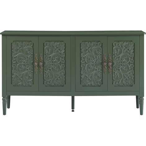 CHICFURN Credenza 160x40x89 cm in truciolato, MDF e metallo verde, ampio spazio retrò (1/5)