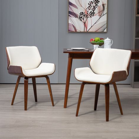 Set aus 2 Esszimmerstühlen im Vintage-Stil mit Kunstlederbezug, 54 x 53 x 81 cm, weiß und braun