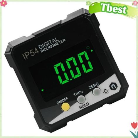 Tbest jauge d'angle numérique Inclinomètre numérique 4x90 °, mesure IP54, écran LCD, affichage quincaillerie jalon Jaune DLW30D (1/4)