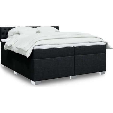 Boxspringbett mit Matratze Schwarz 200x200 cm Stoff