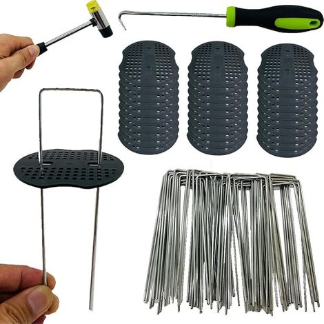 Piquets de Jardin Robustes Ø 3mm avec de Joint Agrafes en Acier Galvanisé pour Fixer Toiles Anti-Mauvaises Herbes Filets et Les Tubes-Piquets de Fixation pour Jardin (1/5)