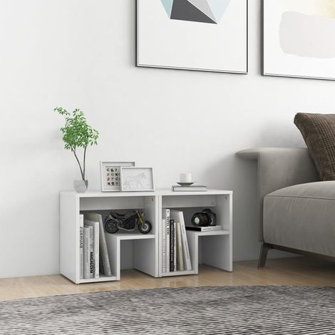 vidaXL Bed Cabinets 2 pcs White 40x30x40 cm Engineered Wood