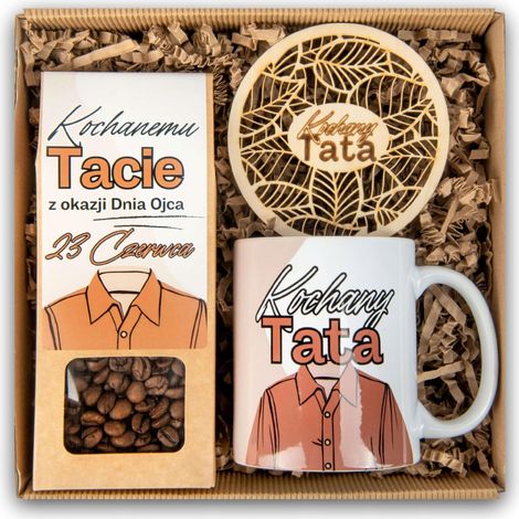 Geschenkkorb für Papa, Kaffeetasse, Untersetzer (1/5)