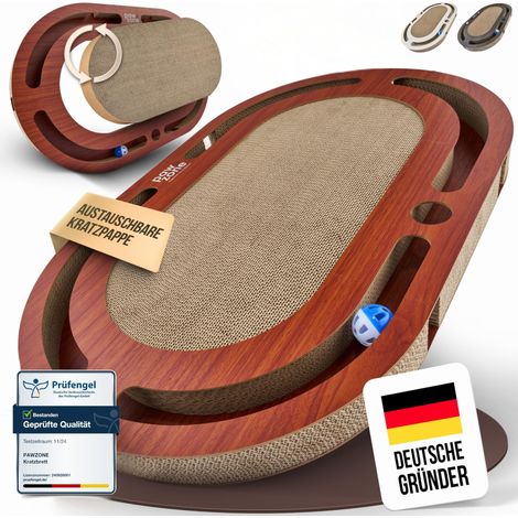 Griffoir 72 x 45 cm, utilisable des deux côtés + carton interchangeable, jouet pour chat Carton à gratter XXL en MDF solide, tapis griffoir pour chat (1/5)