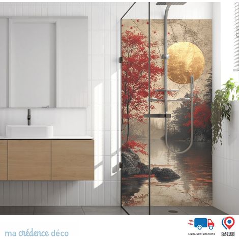 Panneau de douche : Soleil Zen - Couleur Rouge carmin - Alu composite - 90 - 245 (1/3)