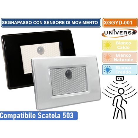 PUNTO LUCE SEGNAPASSO LED RETTANGOLARE MONTAGGIO A INCASSO CON SCATOLA E503 1.3W 25LM - Colore Luce: Bianco Freddo \ Colore: Nero