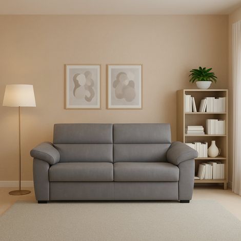 Sofá Fijo 2 Plazas Gorreto, Desenfundable, Hidrófugo, Hecho en Italia, Lavable, 205x95x100h cm Gris (1/5)