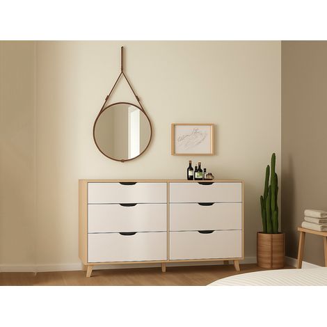 Dmora - Credenza Chito, Buffet da soggiorno, Madia da salotto, Dispensa da cucina, 156x40 h92 cm, Rovere e Bianco (1/5)