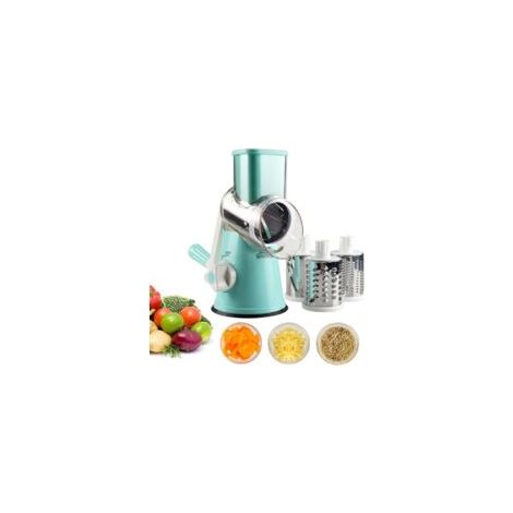 Coupe-légumes manuel avec 3 lames en acier inoxydable – Râpe à tambour pour fromage et légumes – Base ventouse ergonomique (1/4)