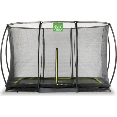 EXIT Silhouette Ground Trampoline 7x10ft with Safety Net – Black