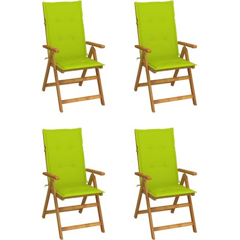 vidaXL Sillas plegables reclinables (4 unidades) con cojines, de madera maciza de acacia. (1/5)
