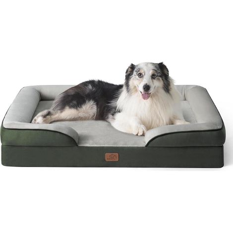 Hundebett orthopädisches Hundesofa L 106 x B 80 x H 17 cm Tannengrün (1/5)