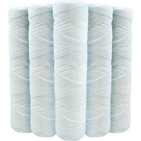Lot de 5 Cartouches Bobinée Filtre à Eau Anti Sédiments 9 pouces 3/4-20 microns Compatibles Filtre 10 pouces (1/4)