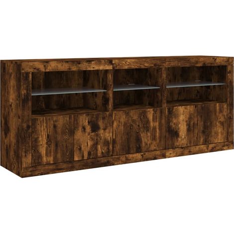 Credenza cassettiera mobile contenitore organizer cucina soggiorno salotto con luci LED 162 x 37 x 67 cm marrone 020029872