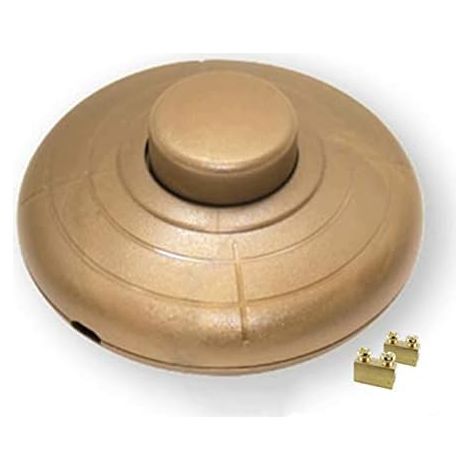 Fußschalter – 1 Stück – Vergoldetes Metall – 2 A, 250 V – Für 2- und 3-adrige Kabel – Ø 70 mm (1/5)