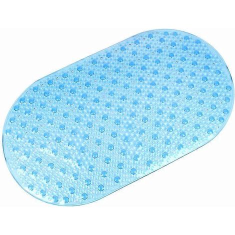 Tapis de bain antidérapant brillant 39 x 69 cm bleu (1/3)