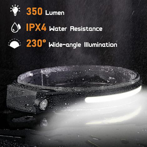 Lampe frontale rechargeable puissante, lampe frontale LED étanche IPX4 pour la course à pied et la pêche nocturne