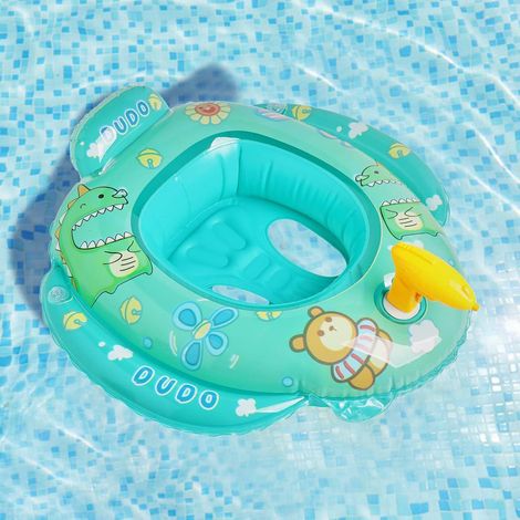 Bouée gonflable pour bébé avec volant et klaxon, et pistolet à eau, pour nager dans une piscine.-AquaForge (1/5)