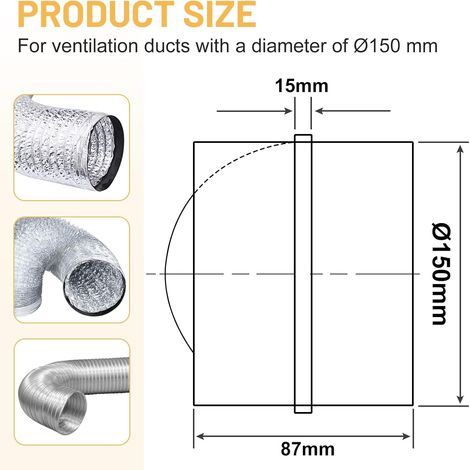 LALAGO Ø150 mm Clapet Anti Retour Automatique, Clapet Anti-Retour avec Caoutchouc d'Étanchéité Joint Caoutchouc pour Hotte Aspirante et Canal de Ventilation (1/4)
