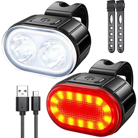 Feu de vélo avant arrière led pour guidon de vélo fort usb lumineux